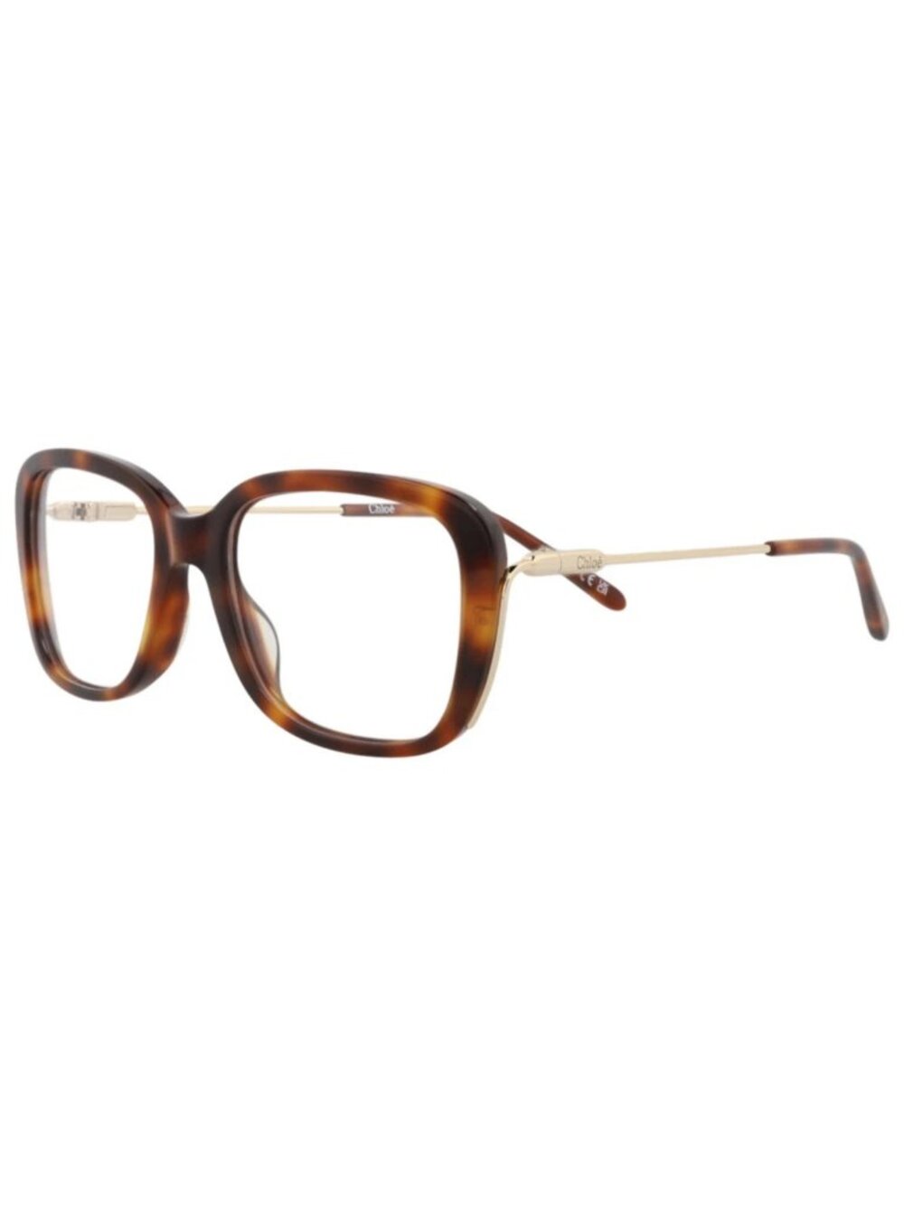 New Chloé Women's Eyeglasses Square Rectangle Recycled Acetate Frame Havana Gold